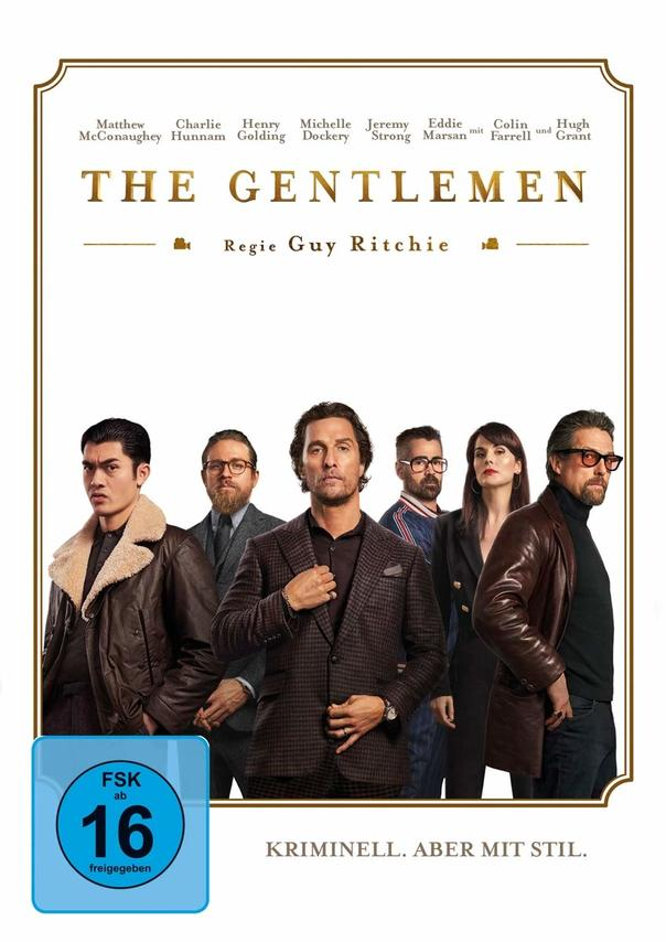 Filmcover, die Gentlemen, Gruppe von Männern und einer Frau.