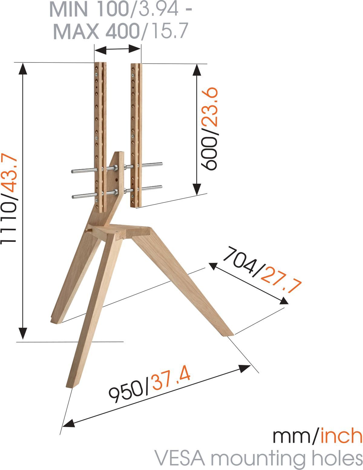 VOGEL´S Vogel's NEXT OP1 Standfuß für 117-178 cm (46-70 Zoll) Fernseher, max. 40 kg, Vesa max. 400 x 400 Standfuß, max. 70 Zoll, Eiche Hell