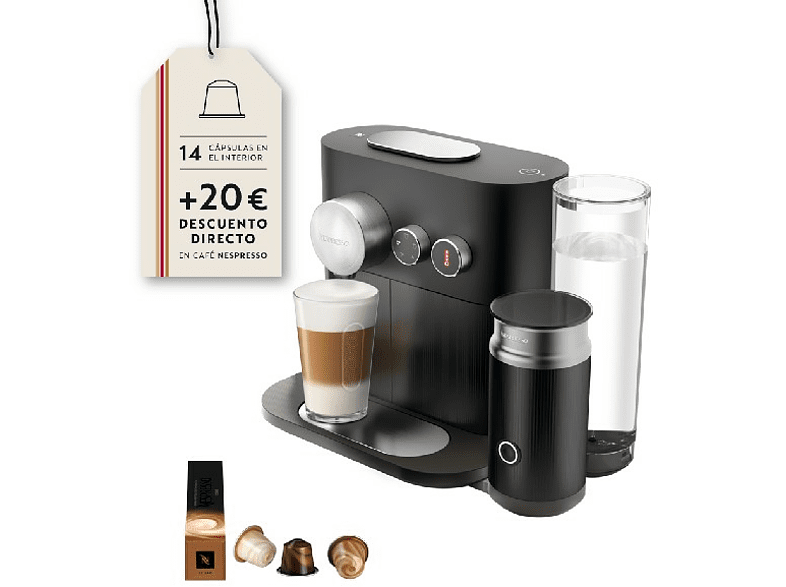 Cafetera de cápsulas - Nespresso® Krups XN 6018 EXPERT + Aeroccino, 19 bares, Bluetooth, 1260W, Negro
