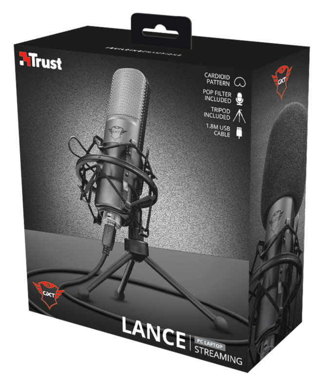 Micrófono - GXT 242 Lance Streaming, Con trípode, USB, PC PS4, -45 dB, Negro