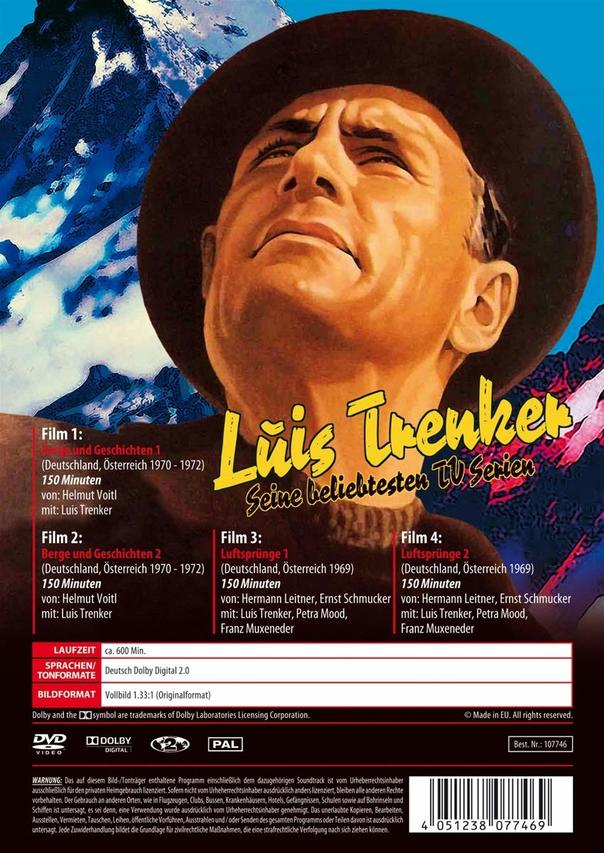 Rückseite einer DVD-Hülle für eine Fernsehserie mit einem Porträt eines Mannes.