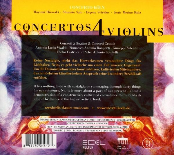 Rückseite einer CD-Hülle mit Text und Logos in weißem und violettem Design.