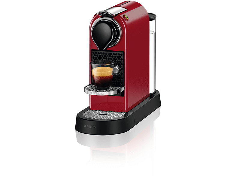 Cafetera de cápsulas -  Krups Nespresso® CitiZ, 19 bares, 1 l, 1 taza, 1260 W, Rojo