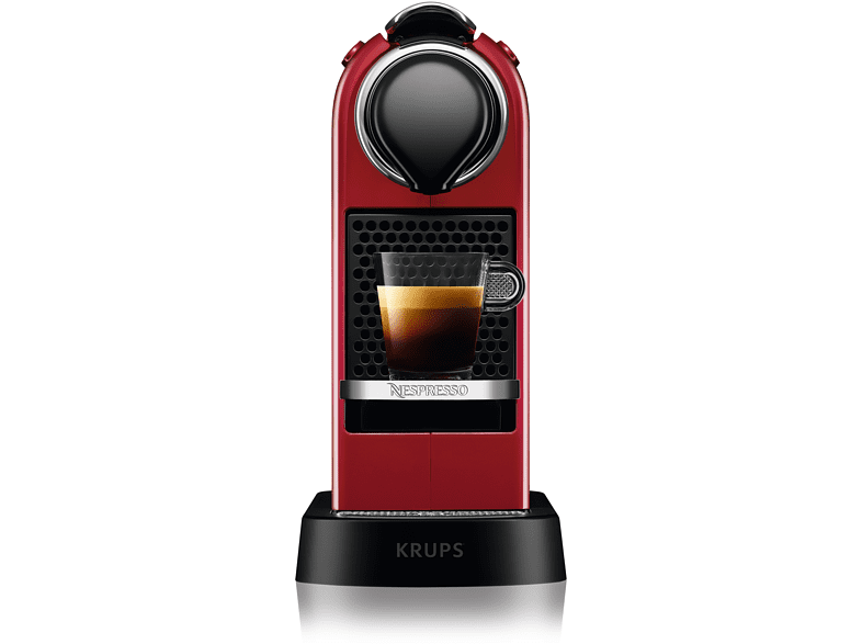 Cafetera de cápsulas -  Krups Nespresso® CitiZ, 19 bares, 1 l, 1 taza, 1260 W, Rojo