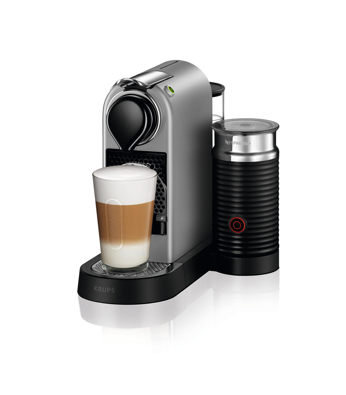 Cafetera de cápsulas -  Krups Nespresso® CitiZ&Milk, 19 bares, 1 l, 1 taza, 1260 W, Plata
