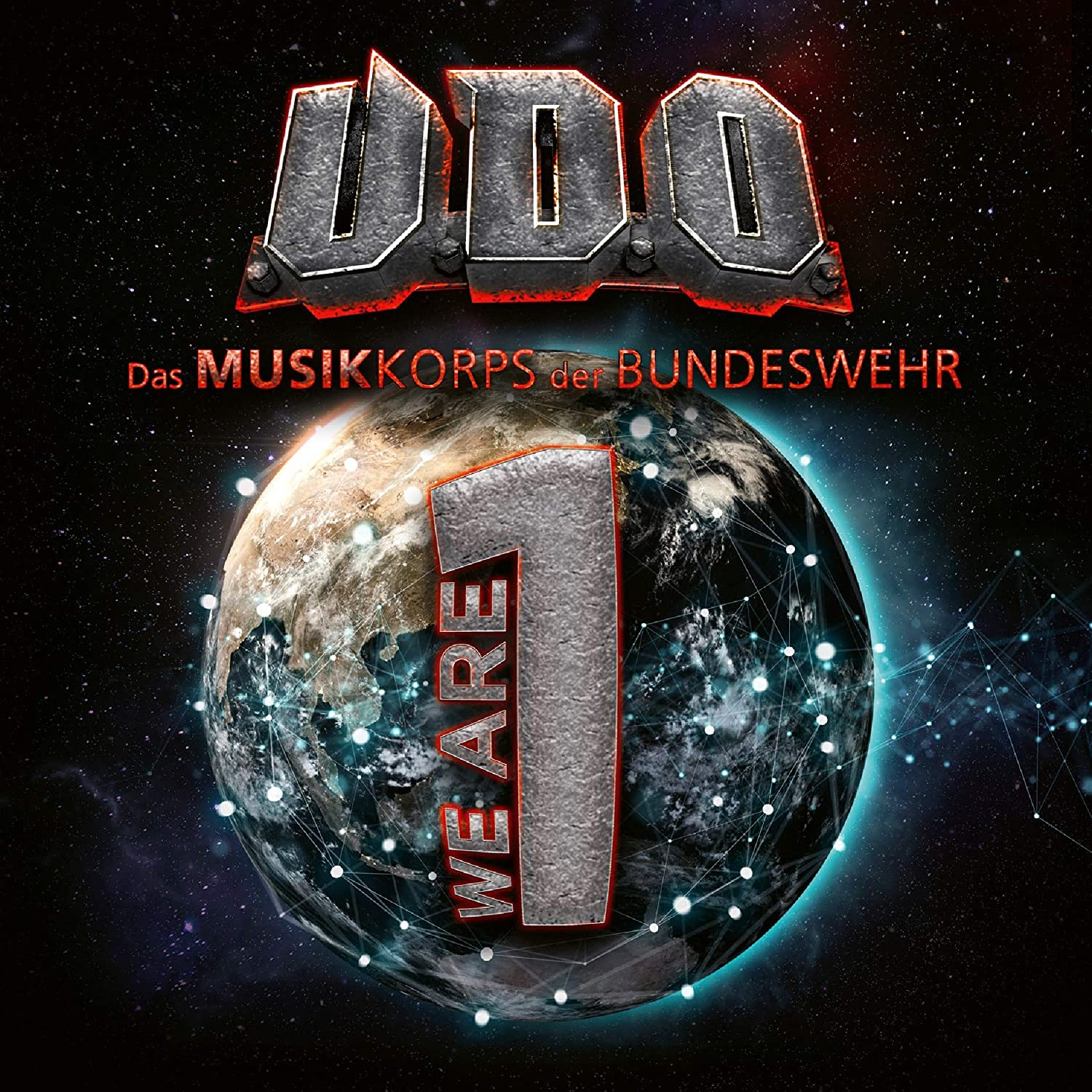 Album borítója 'UDO' logóval, 'Das MUSIKKORPS der BUNDESWEHR' szöveggel, Föld bolygóval és egy nagy '1'-essel, 'WE ARE' szöveggel.