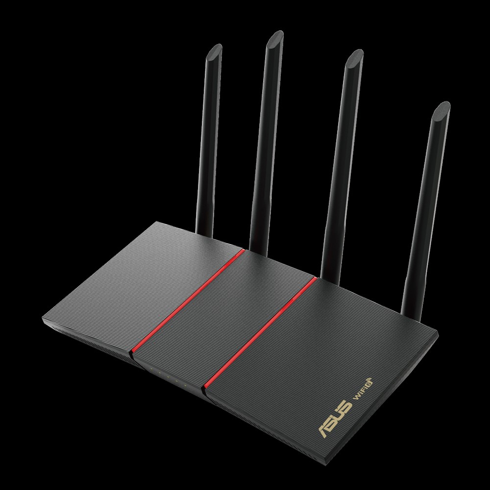 Router - ASUS RT-AX55, 256 MB RAM, MU-MIMO, OFDMA, Beamforming, WAN, LAN, 2.4/5G, Soporte VPN, Negro