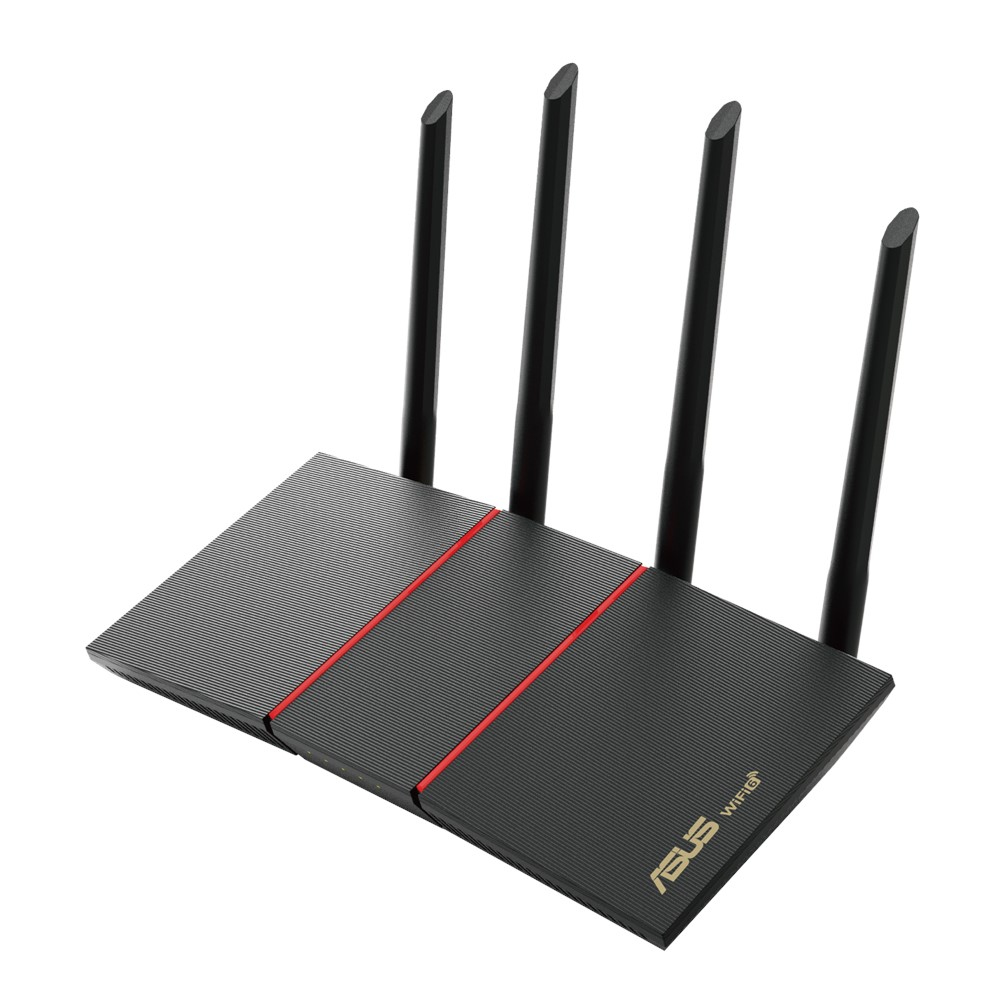 Router - ASUS RT-AX55, 256 MB RAM, MU-MIMO, OFDMA, Beamforming, WAN, LAN, 2.4/5G, Soporte VPN, Negro