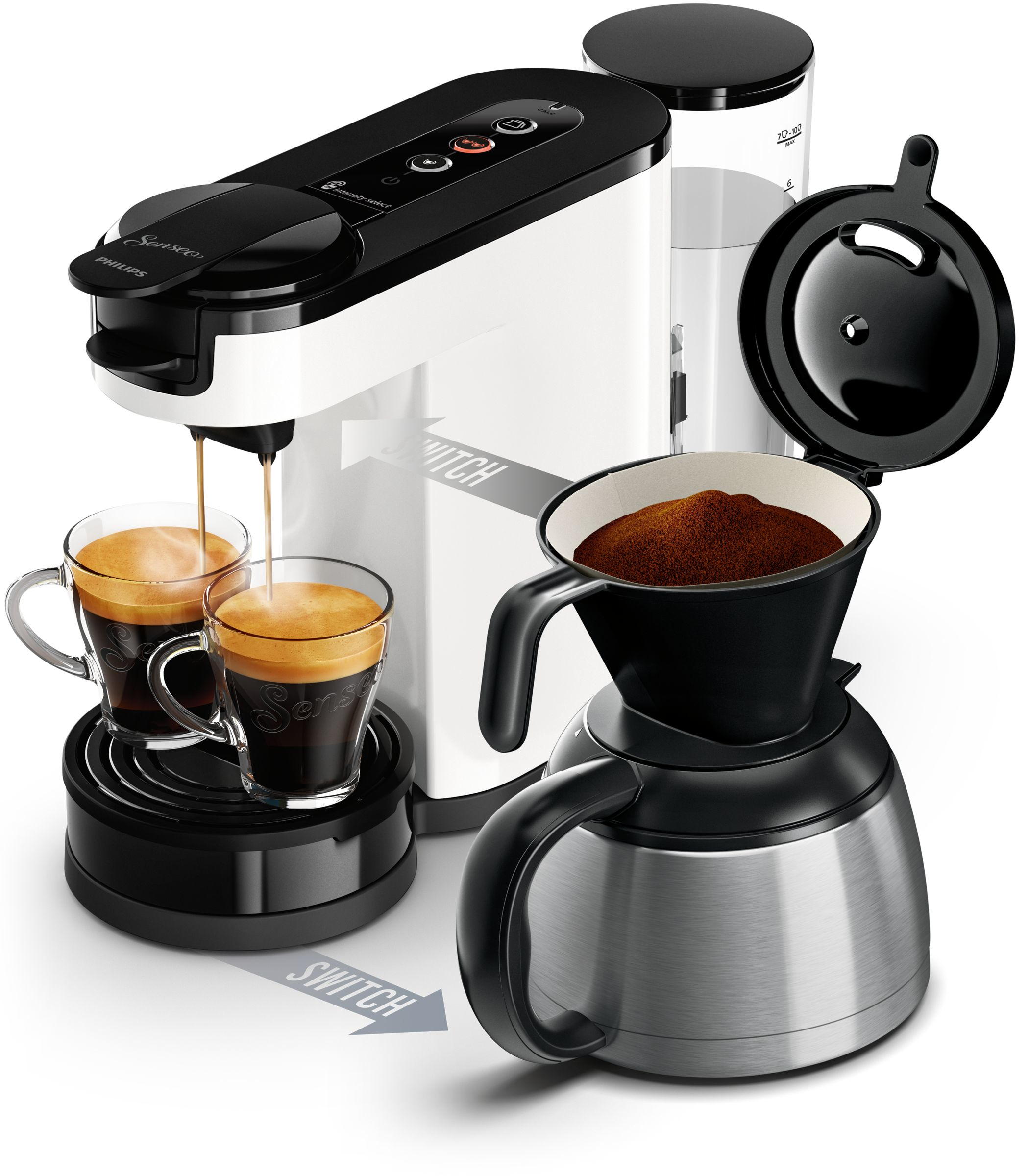 PHILIPS HD6592/00 SENSEO® Switch Kaffeepadmaschie, Weiß