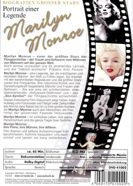 DVD-Cover mit Bildern von Marilyn Monroe. Text auf Deutsch.