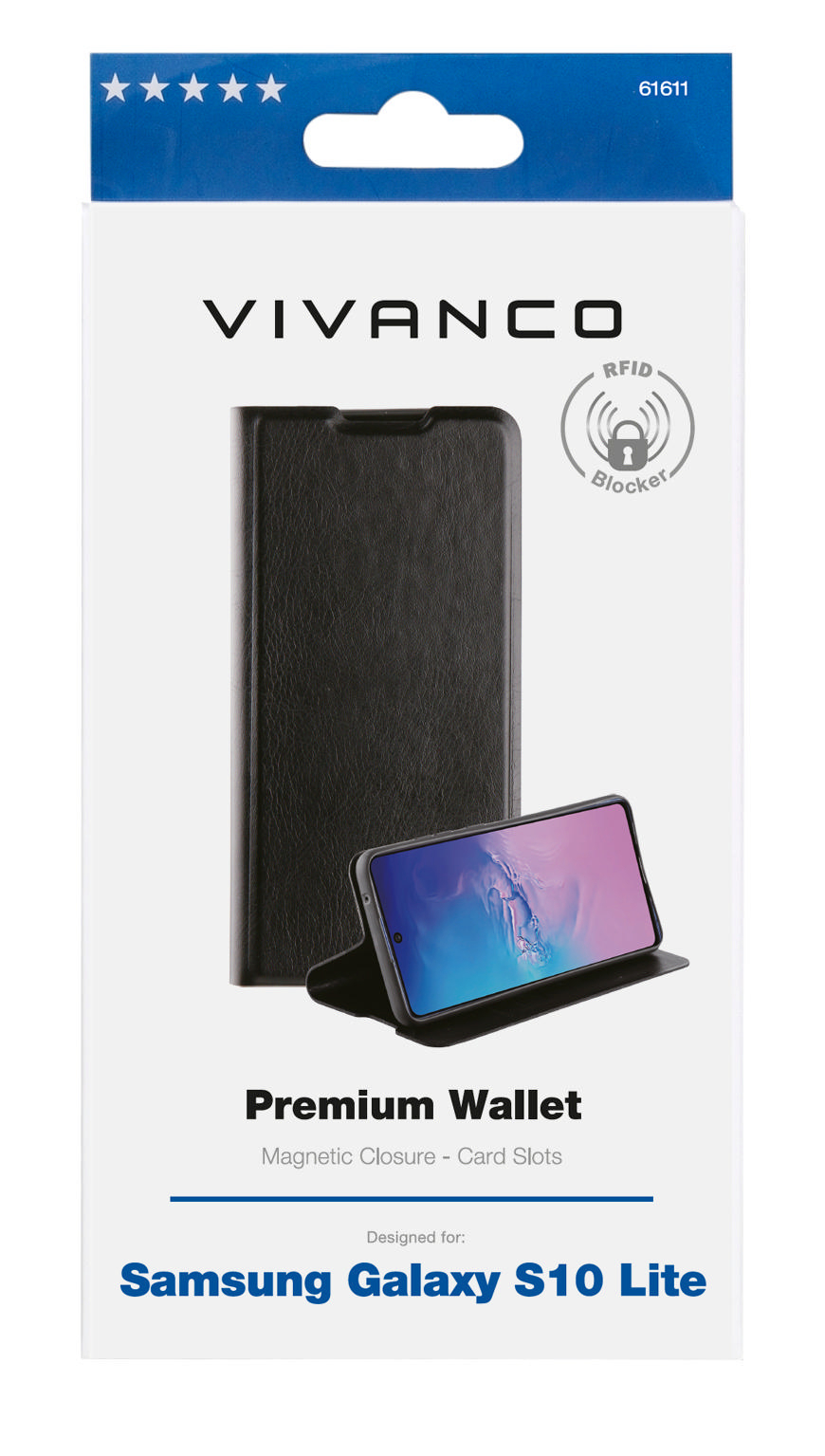 Premium Bookcover, Wallet, Lite, Schwarz VIVANCO Samsung, Galaxy S10