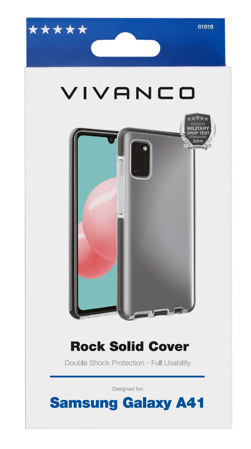 Backcover, Samsung, Transparent/Schwarz VIVANCO A41, Rock Solid, Galaxy