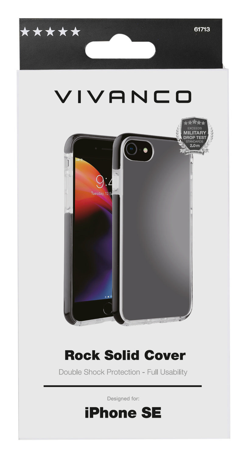 6s, Transparent/Schwarz 7, Apple, Rock iPhone Backcover, iPhone 8, VIVANCO iPhone iPhone Solid, SE (2020),