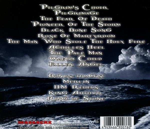 Rückseite eines CD-Albums mit Songtiteln und einem stürmischen Meeresbild.