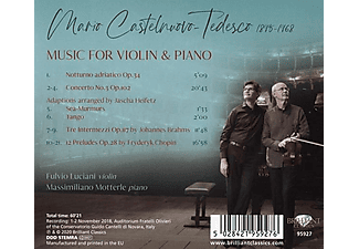 Luciano,Fulvio/Motterle,Massimiliano - Castelnuovo-Tedesco:Music For Violin And Piano  - (CD)