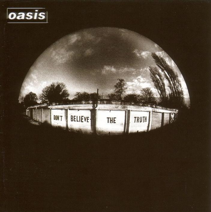 Albumcover: Ein sepiafarbenes Bild mit dem Titel „Don't Believe The Truth“.