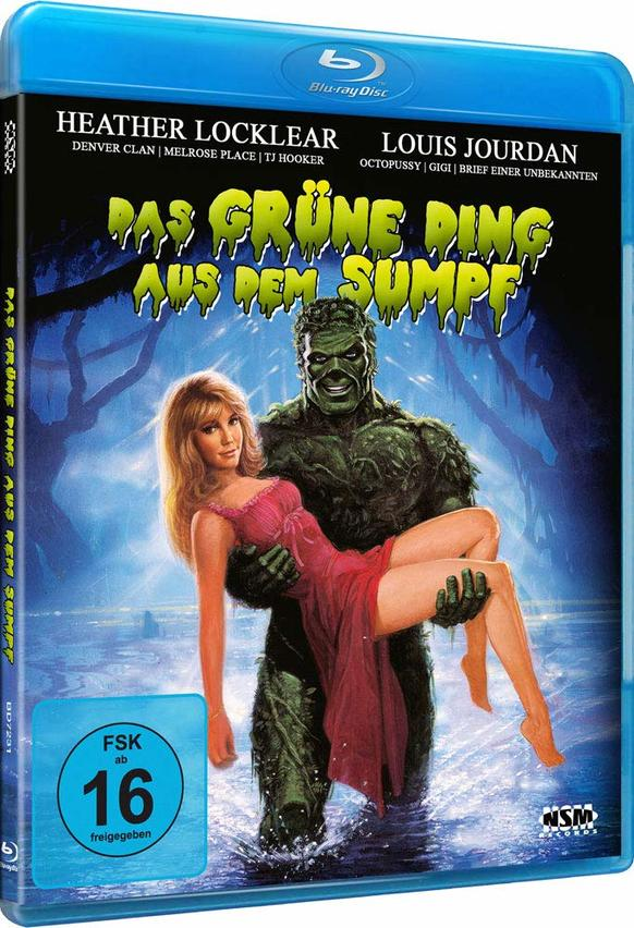 Das Grüne Ding Aus Dem Sumpf Filmcover. Ein Mann hält eine Frau im Wasser.