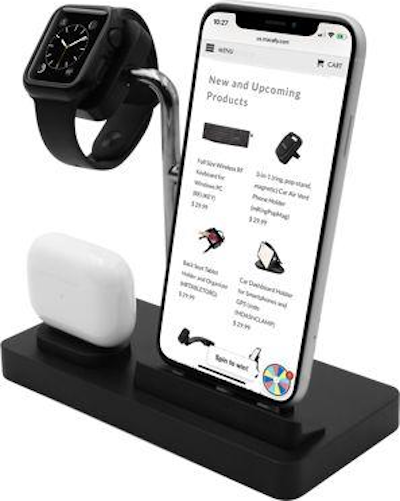 MACALLY MWATCHSTAND3 - Ladeständer (Schwarz/Silber)