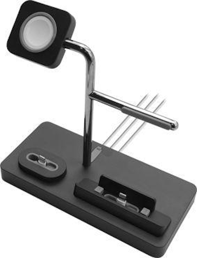 MACALLY MWATCHSTAND3 - Ladeständer (Schwarz/Silber)
