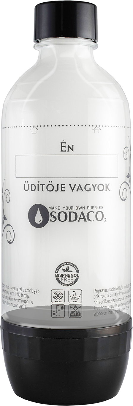 SODACO 579069 Szénsavasító flakon, 1 liter, fekete