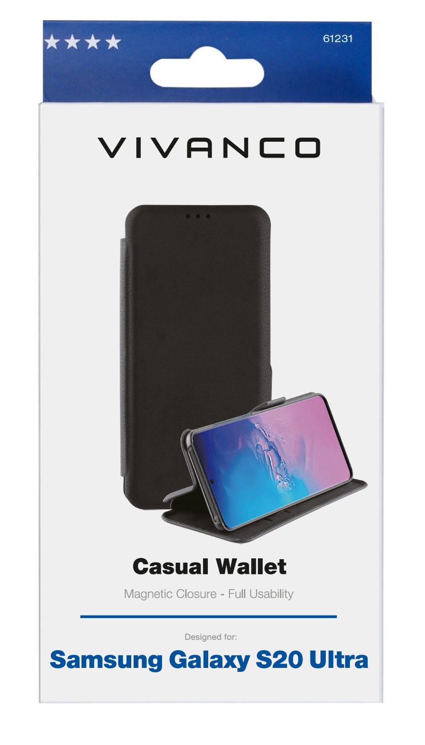 VIVANCO Casual Wallet, Samsung, Schwarz Galaxy Bookcover, S20Ultra