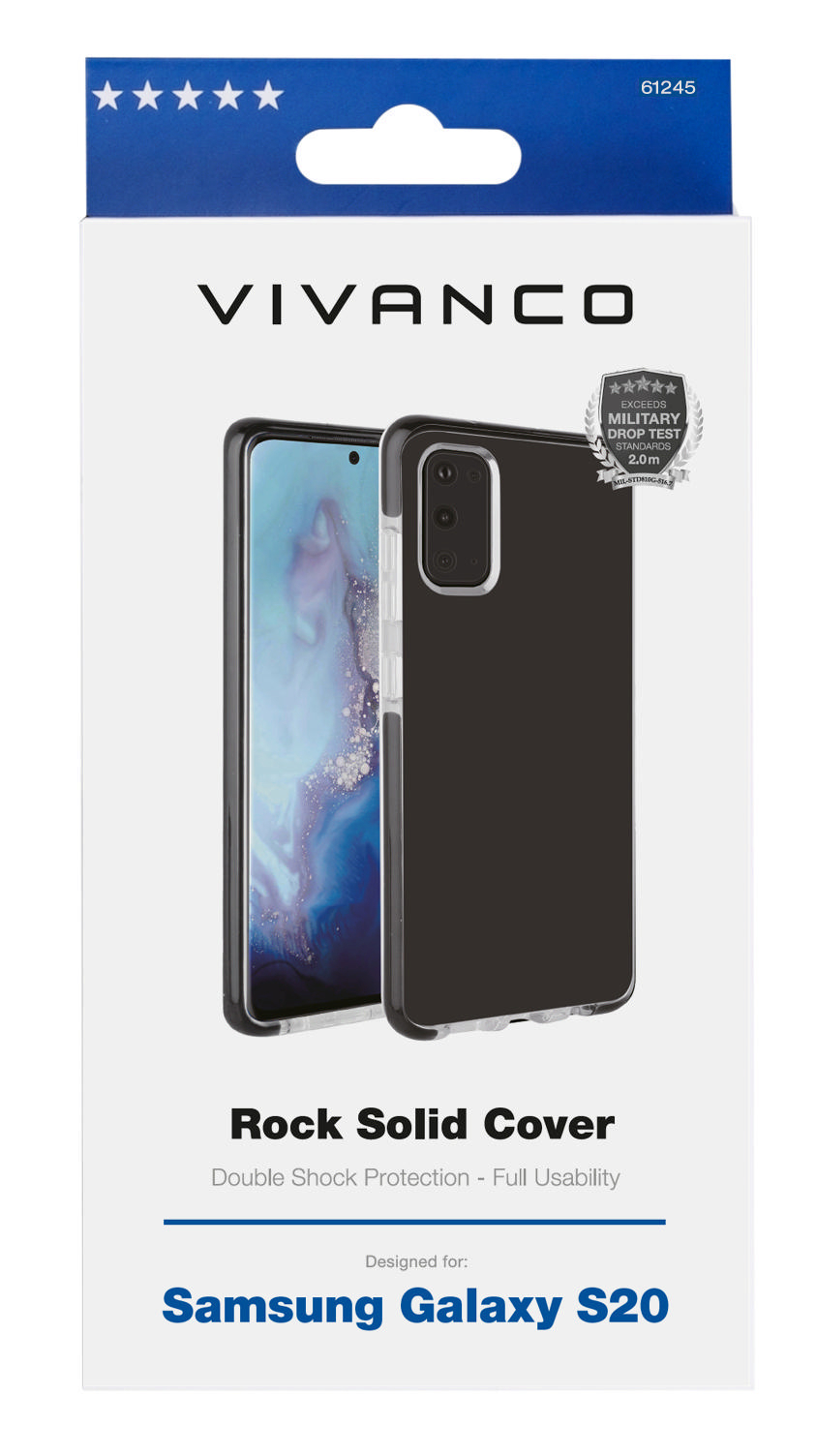 Samsung, VIVANCO Solid, Backcover, S20, Rock Galaxy Transparent/Schwarz