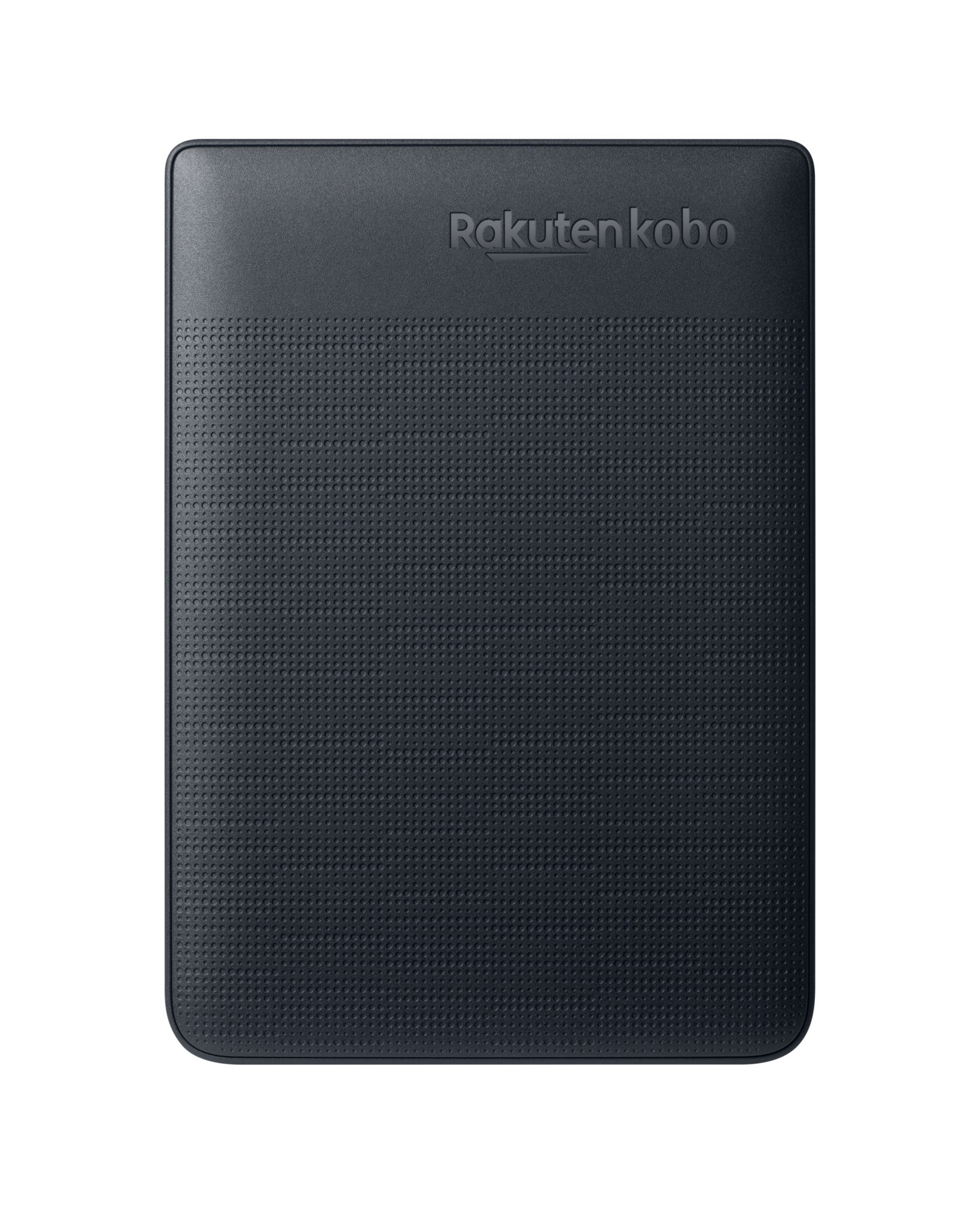 Lector de libros electrónicos Rakuten Kobo negro con superficie texturizada.