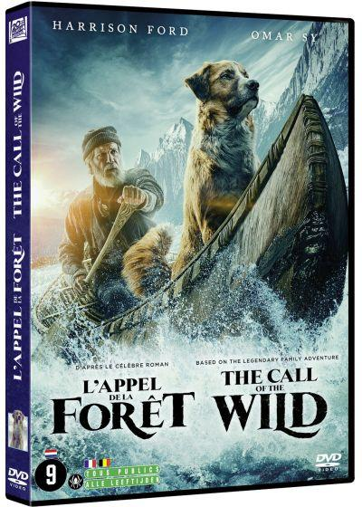 DVD-hoes van 'The Call of the Wild' met Harrison Ford en een hond in een boot op het water.