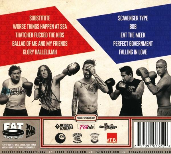 Albumcover mit fünf Boxern und der Titelliste. Rotes und blaues Farbschema.