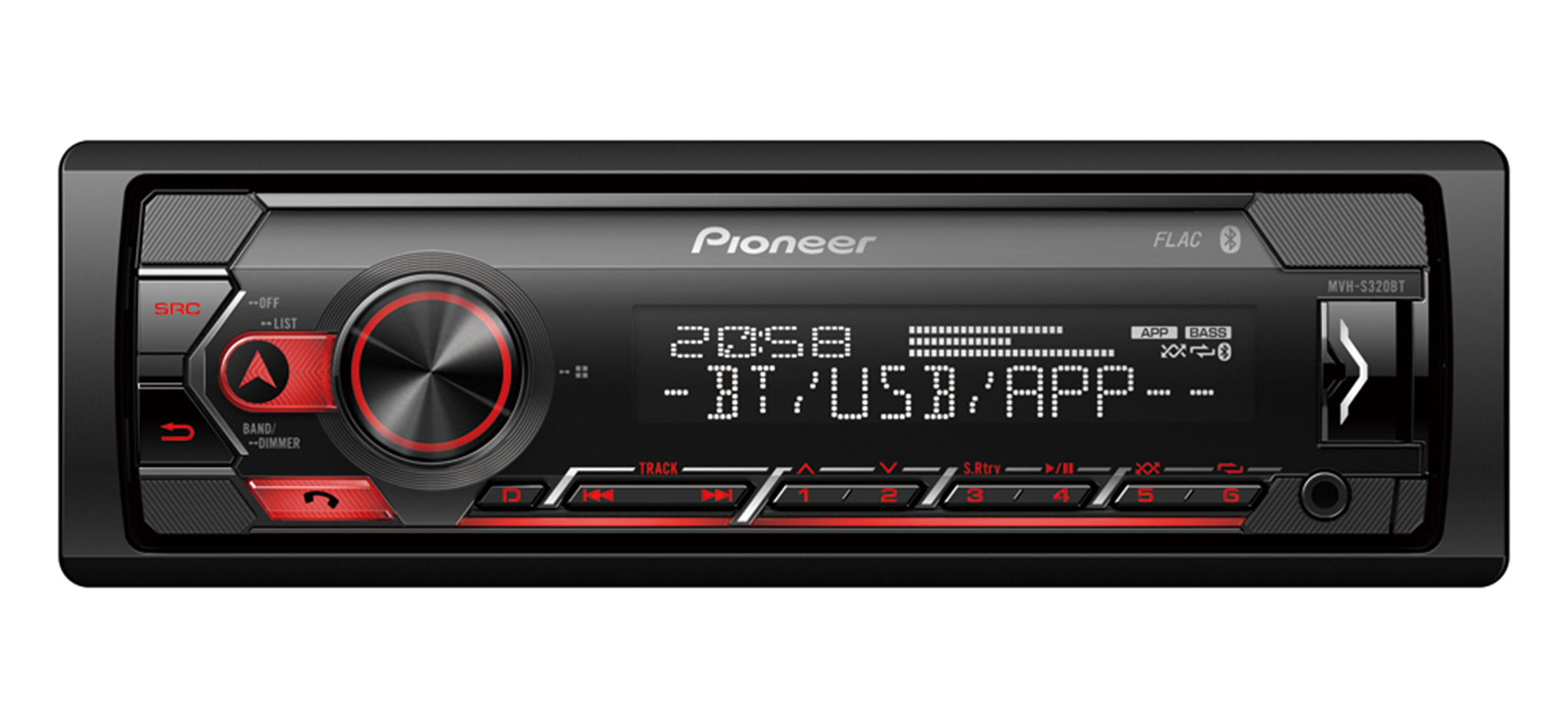 Pioneer MVH-S320BT Autoradio Enkel din Rood-USB-Bluetooth - 4 x 50 W