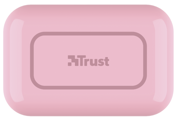 Egy rózsaszín szappan a 'Trust' logóval a közepén.