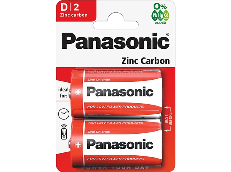 PANASONIC Red Zinc D góliát 1.5V cink-carbon tartós elem 2db (R20RZ/2BP EU)