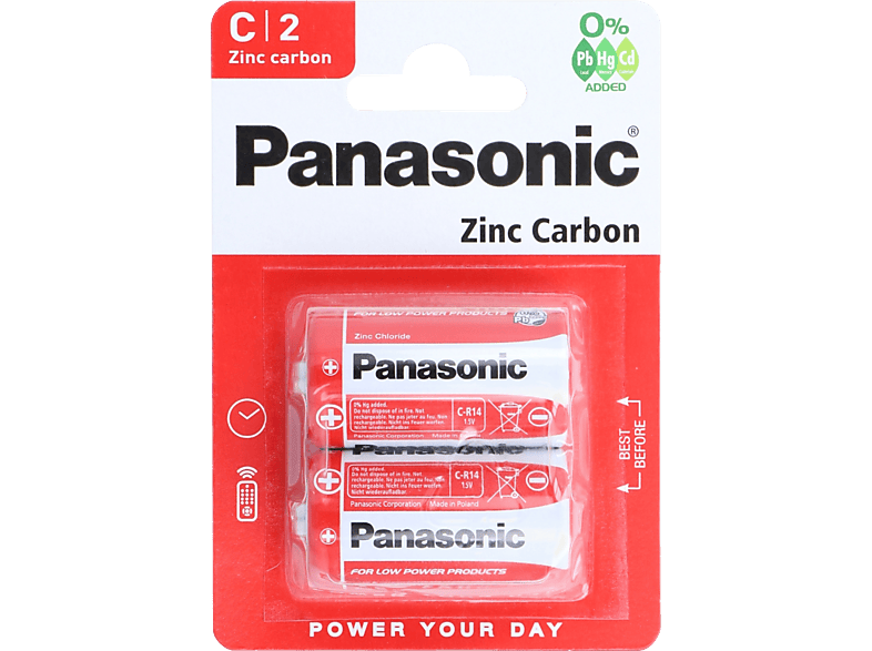 PANASONIC Red Zinc C baby 1.5V cink-carbon tartós elem 2db (R14RZ/2BP EU)