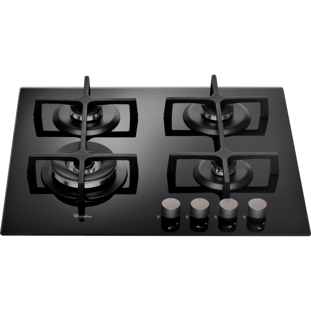 Encimera - Whirlpool GOA 6423/NB, Gas, 4 quemadores, Quemador de Potencia 3,5 KW, Negro