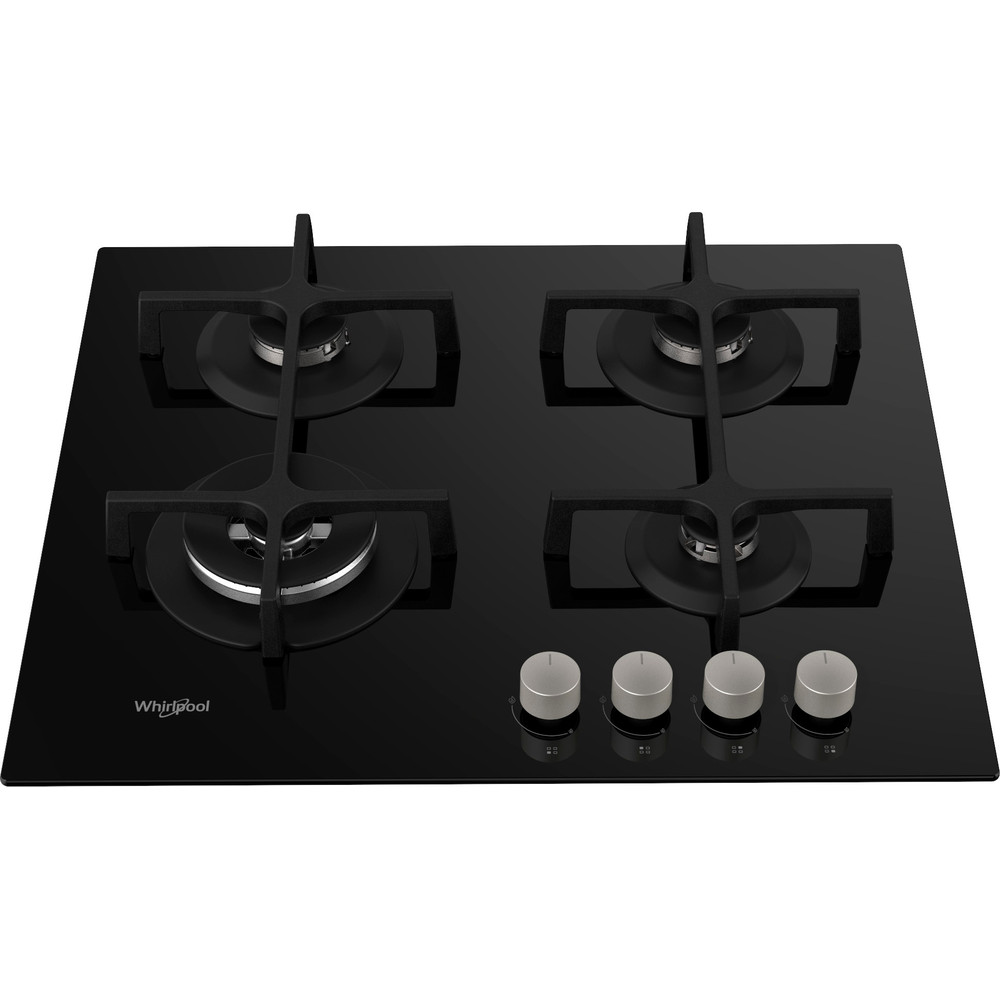 Encimera - Whirlpool GOA 6423/NB, Gas, 4 quemadores, Quemador de Potencia 3,5 KW, Negro