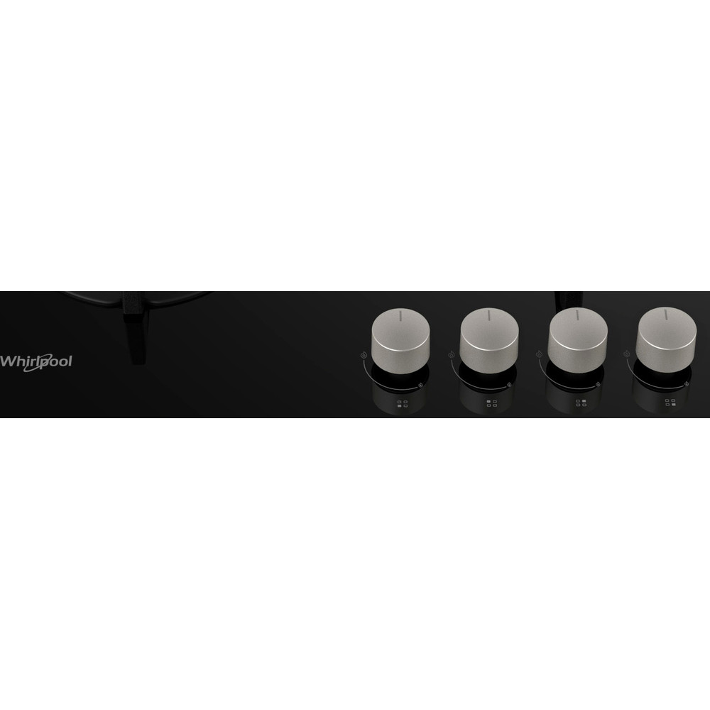Encimera - Whirlpool GOA 6423/NB, Gas, 4 quemadores, Quemador de Potencia 3,5 KW, Negro