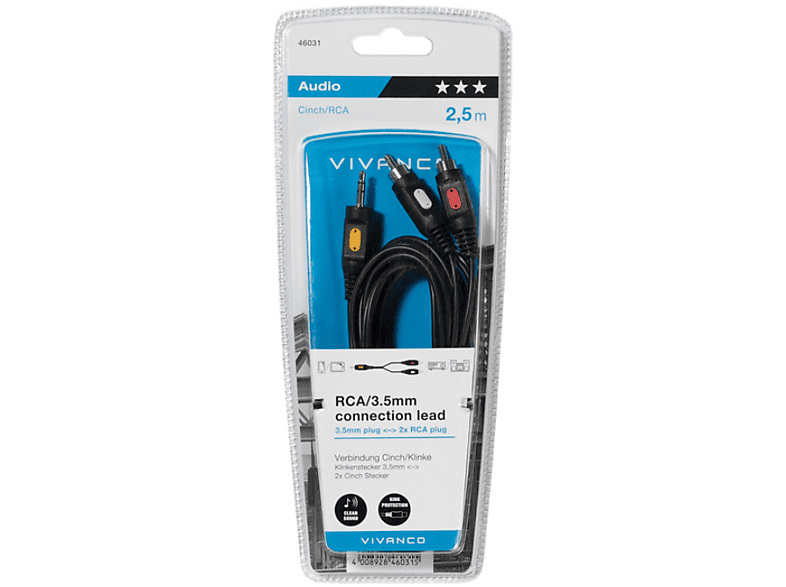 Vivanco 46031 Cinch/ 3,5mm Klinkenadapter, 2,5m; Audio Kabel — Foto 2 von 2
