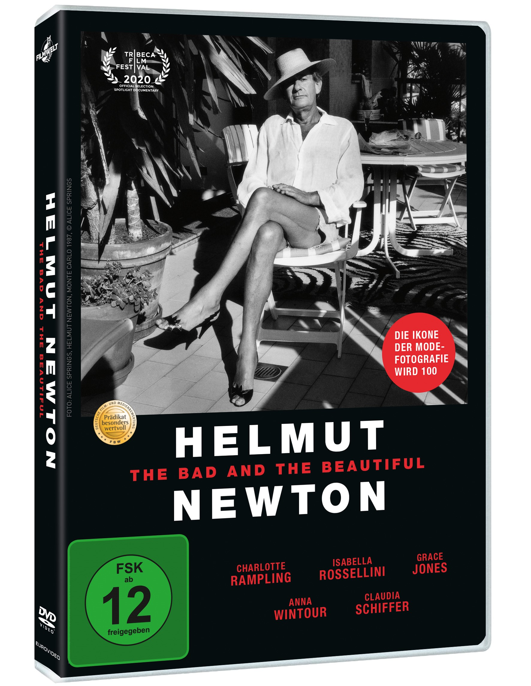 DVD-Hülle mit Helmut Newton auf dem Cover, Titel The Bad and the Beautiful und Text auf Deutsch.