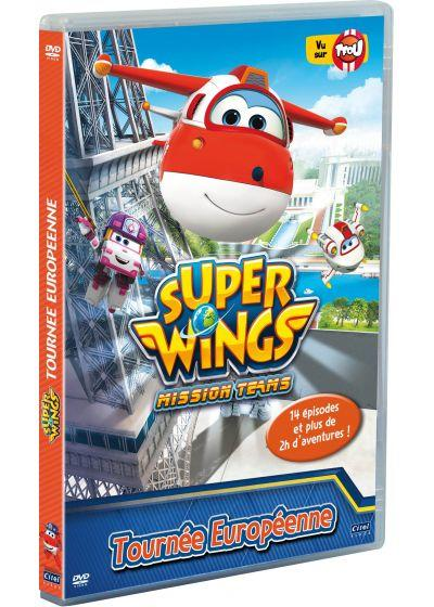 DVD case for 'Super Wings' cartoon, with various characters and title text.