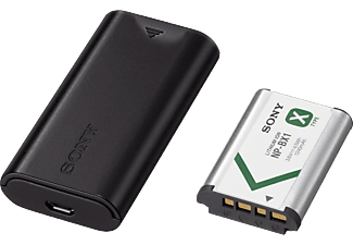 SONY ACC-TRDCX - Kit batteria e caricabatterie USB da viaggio (Nero/Argento/Verde)