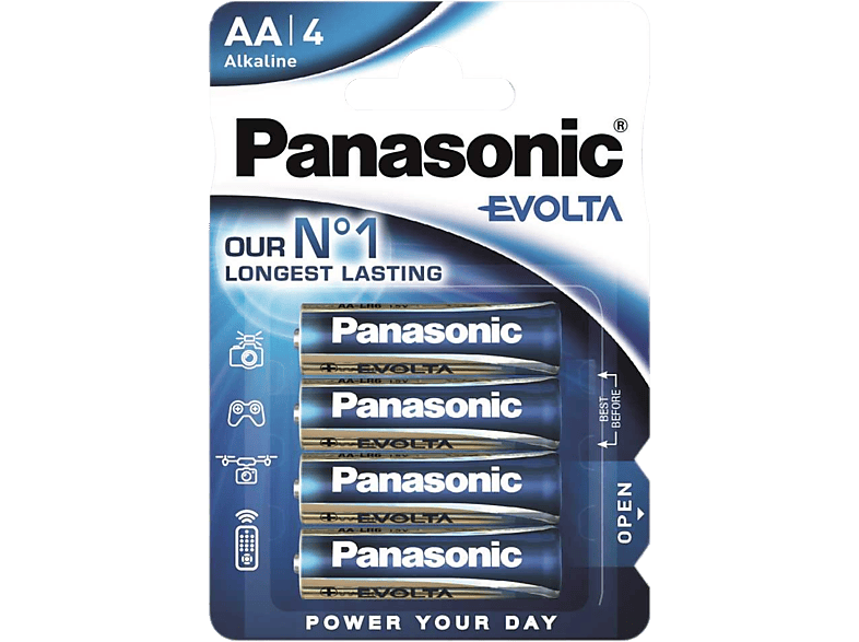 PANASONIC EVOLTA AA ceruza 1.5V szupertartós alkáli elemcsomag 4db/csomag (LR6EGE-4BP)