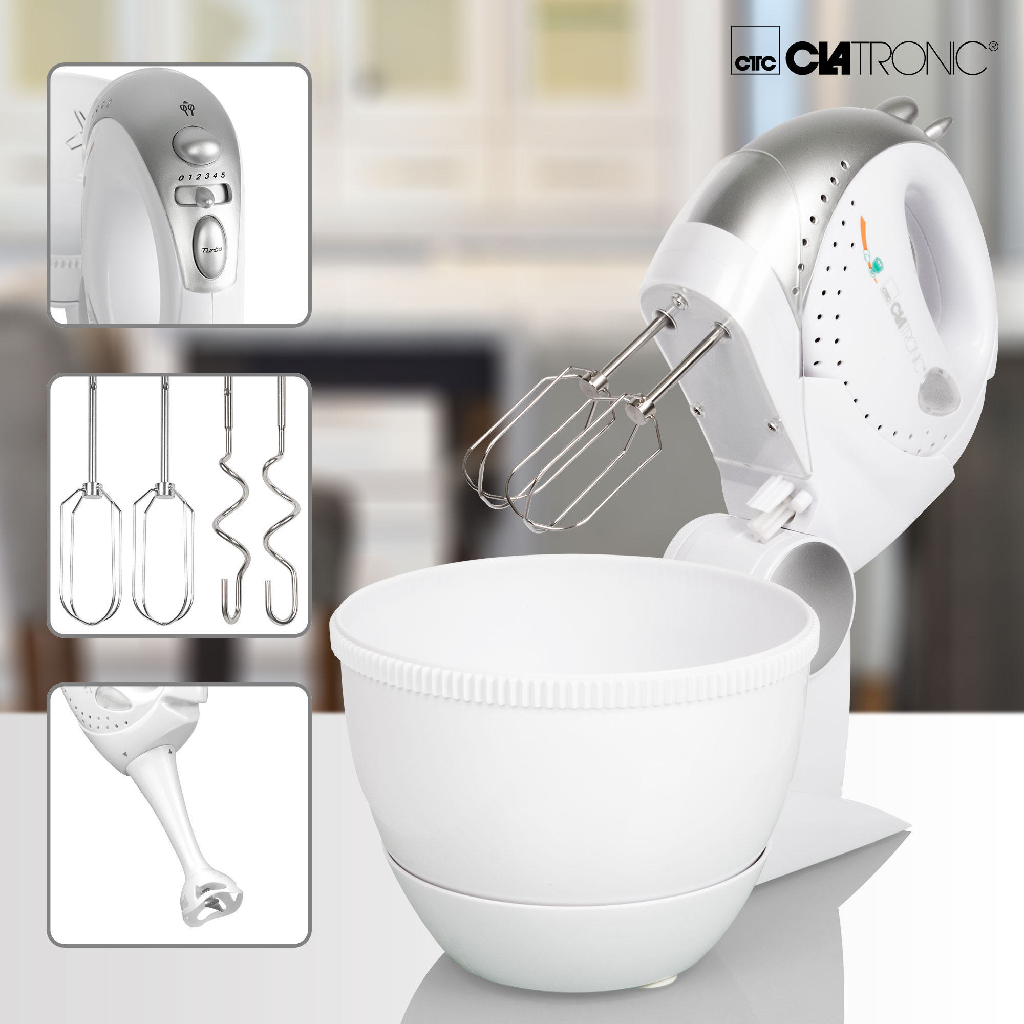 CLATRONIC HMS 2739 Handmixer (250 Watt) Weiß