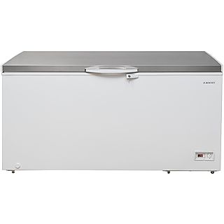 Congelador horizontal - Jocel JCH-488, 488 l, 4 cestas, Tapa inox, Luz LED, Tirador con cerradura, A+, Blanco