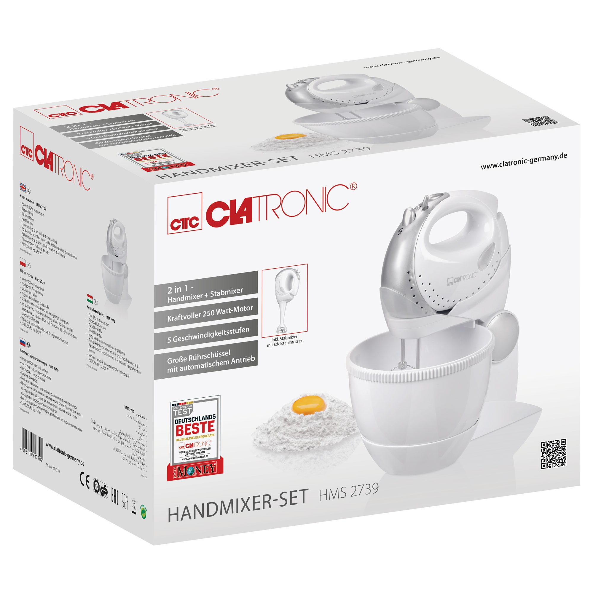 (250 HMS Weiß Handmixer CLATRONIC 2739 Watt)