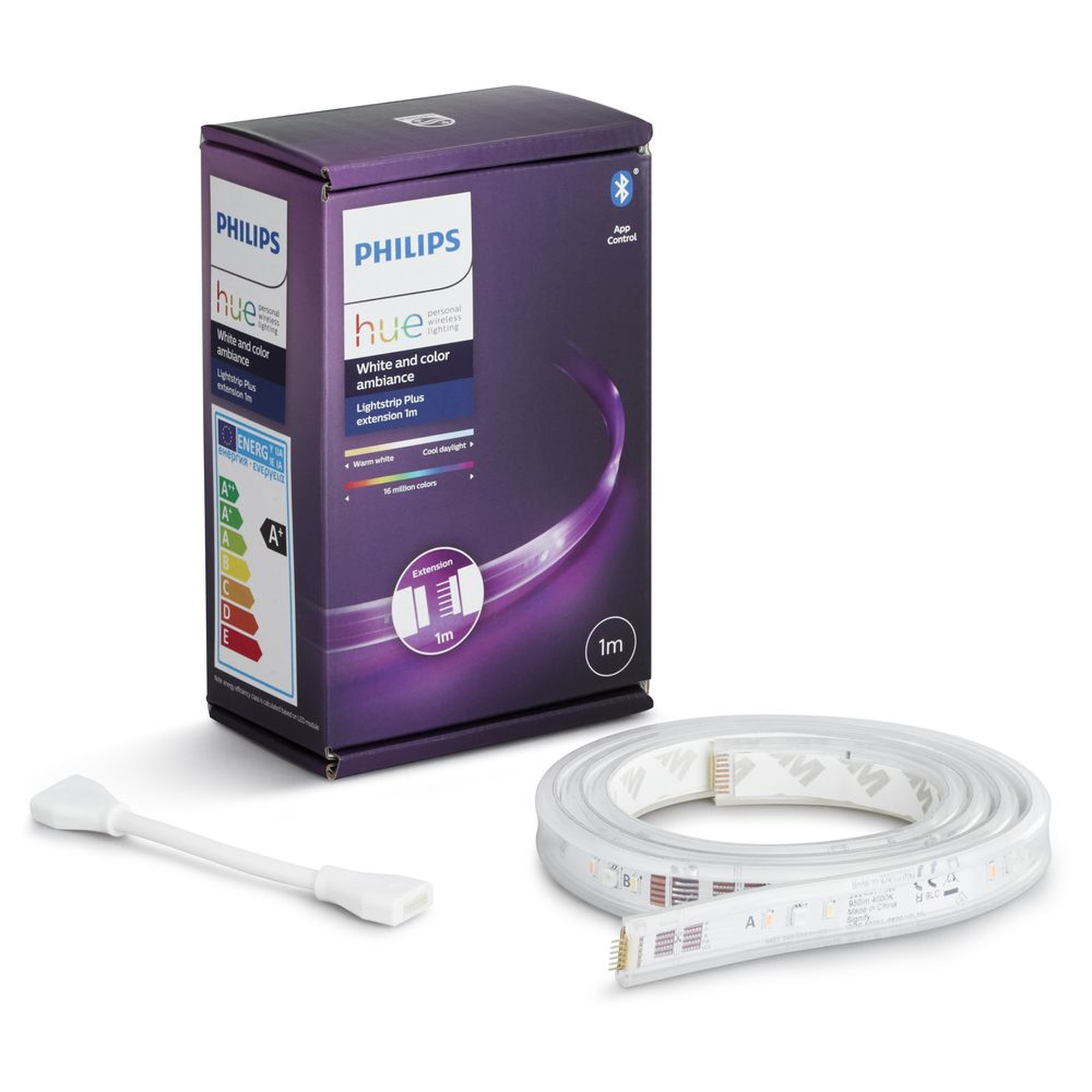 Philips Hue Lightstrip plus tira led rgb de 1 metro luces 115 multi color white and ambiance v4 bluetooth luz blanca y 1m compatible con