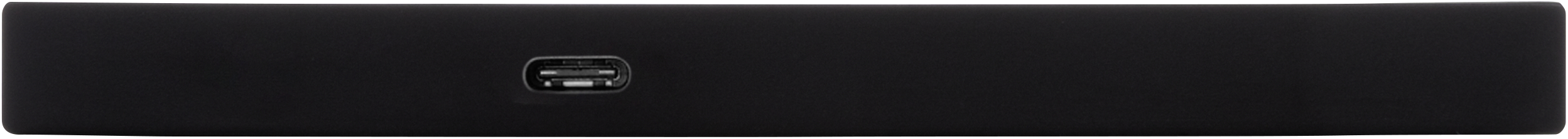 Schwarzes, rechteckiges Gerät mit einem USB-C-Anschluss an der Seite.