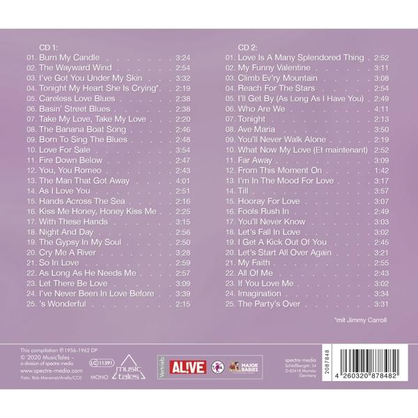CD-Trackliste: 2 CDs, mehrere Songs mit Spieldauer auf weißem Hintergrund aufgelistet.