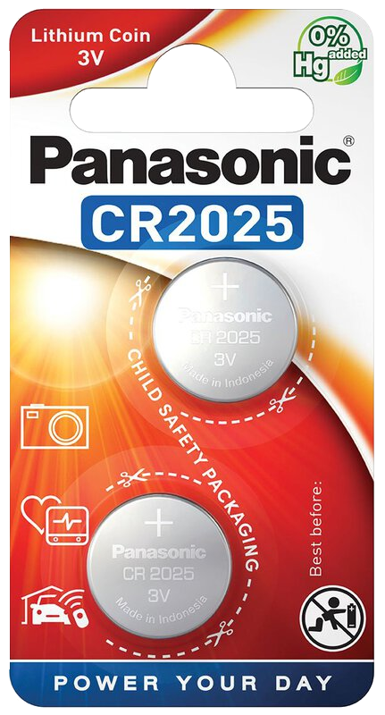 PANASONIC 3V lítium gombelem 2db (CR-2025L/2BP)