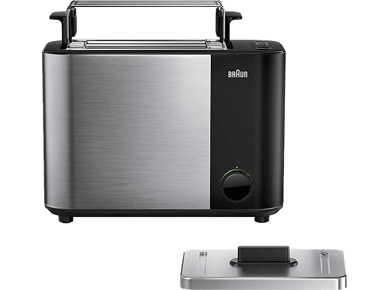 2) Toaster Watt, 5010 ID BRAUN (1000 Collection HT BK Schlitze: Schwarz