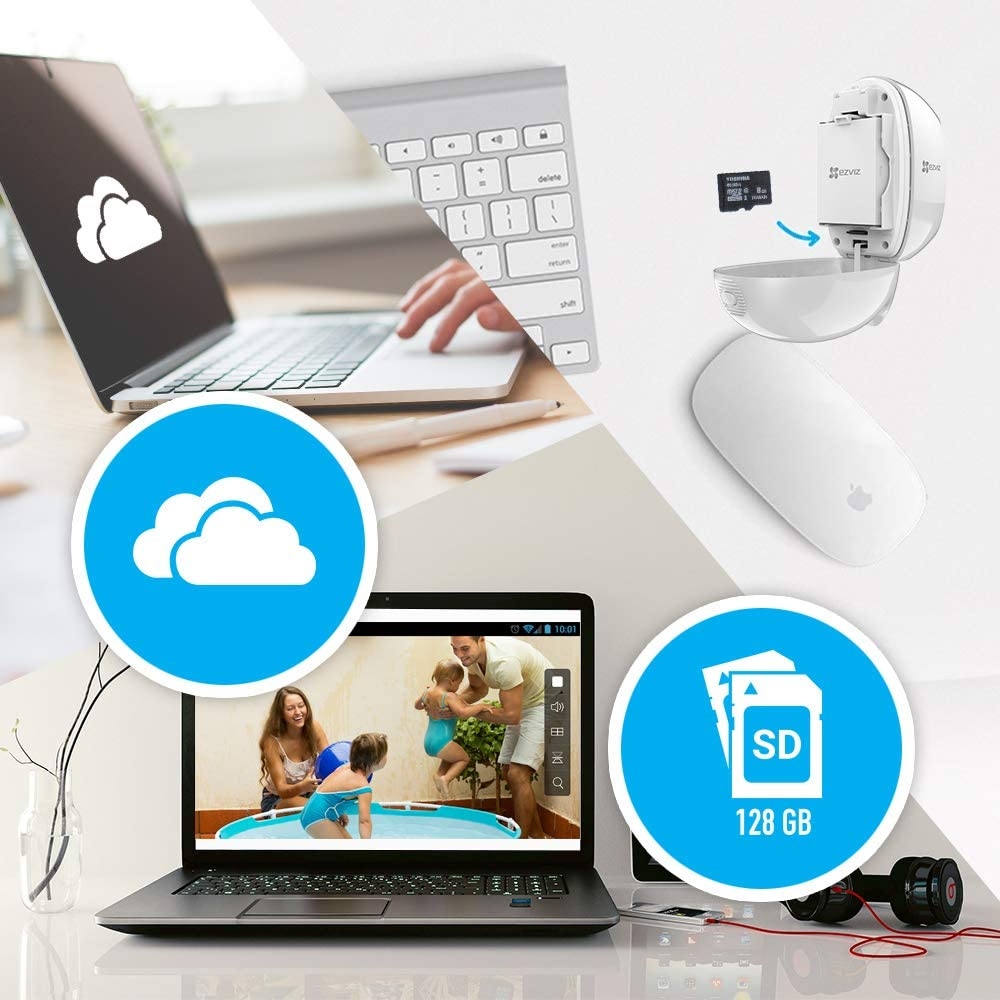 Cámara de vigilancia IP - EZVIZ C3A, Triple pack + W2D, Inalámbrica, 1080 FHD, Visión Nocturna, Blanco